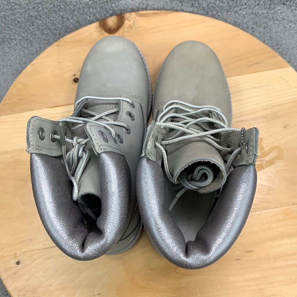 Timberland Premium Womens Size 8 Boots Waterpoof Light Grey Nubuck NEW - Picture 6 of 9